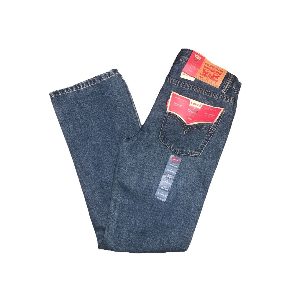 Levi's 505 Regular Fit Dark Wash Straight Leg Jeans Boys Size 16‎ Regular 28x30